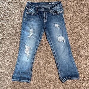 Miss Me Blue Distressed Ankle Jeans